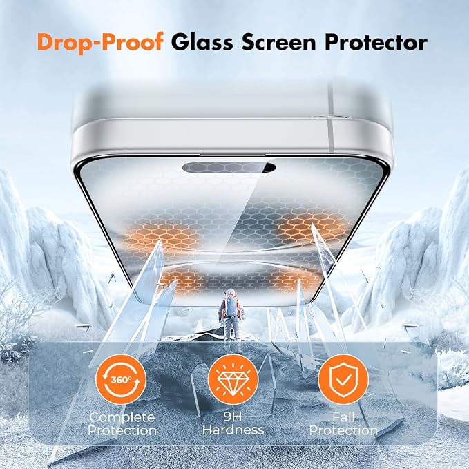 UNBREAKcable 3-Pack Screen Protector for iPhone 15 Double Shatterproof Tempered Glass [Easy Installation Frame] [99.99% HD Clear] [9H Hardness] [Full Coverage] [Case Friendly] for Apple 15 6.1 inch