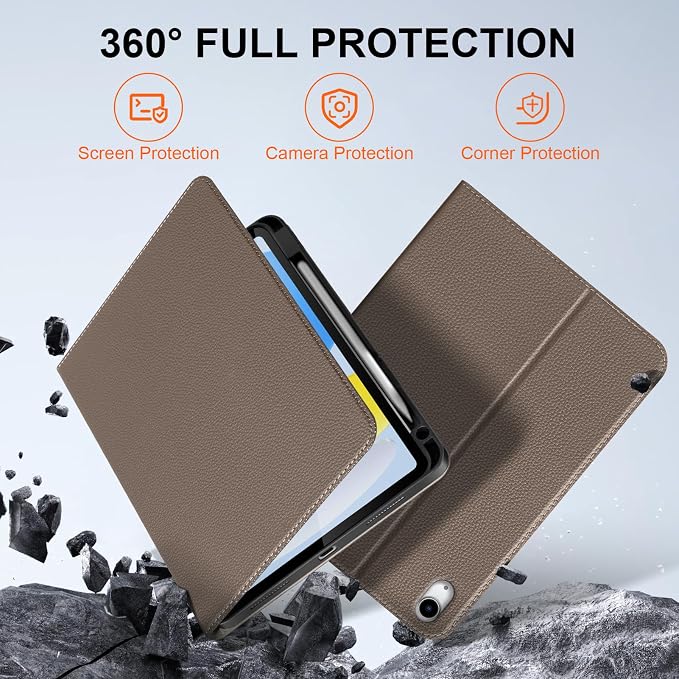 iPad Case 11th Gen 11 &amp 10th Gen 10.9 with Pencil Holder Black | Slim Premium Leather Smart Cover Auto Wake/Sleep Multi-Angle Protective Stand