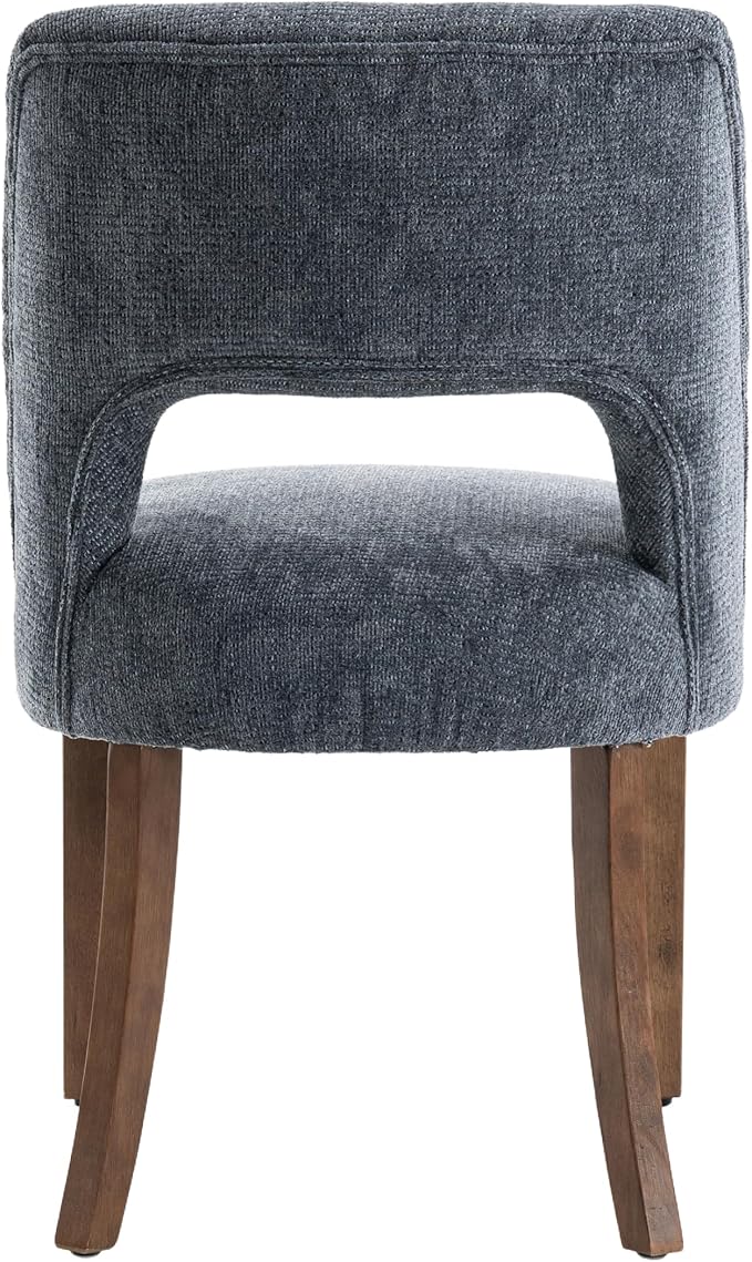VKNOW Wooden Dining Chairs Set of 2, Modern Fabric Upholstered Dining Room Chair Kitchen Chairs, Farmhouse Dinner Chair for Kitchen Dining Room, Navy