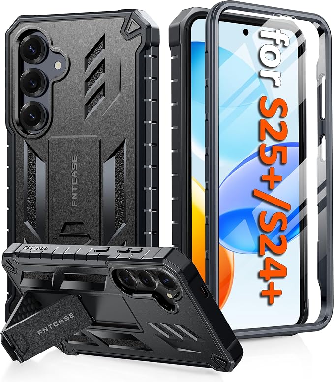 FNTCASE for 11 Pro XL Case Rugged Kickstand 2 Front Frames Black | Built-in Screen Protector 20FT Military-Grade Drop Protection Rugged Heavy Duty Shockproof Full Body Protective Cover