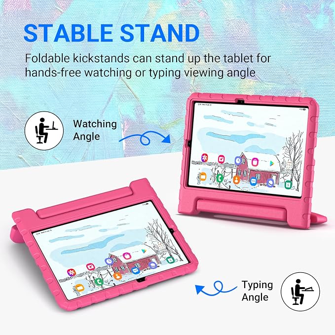 Kids Case for Samsung Galaxy Tab S6 Lite 10.4 Inch with S Pen Holder Black | Fits 2024/2020/2022 Released Shockproof EVA Lightweight Foldable Handle Stand Washable Kids-Friendly