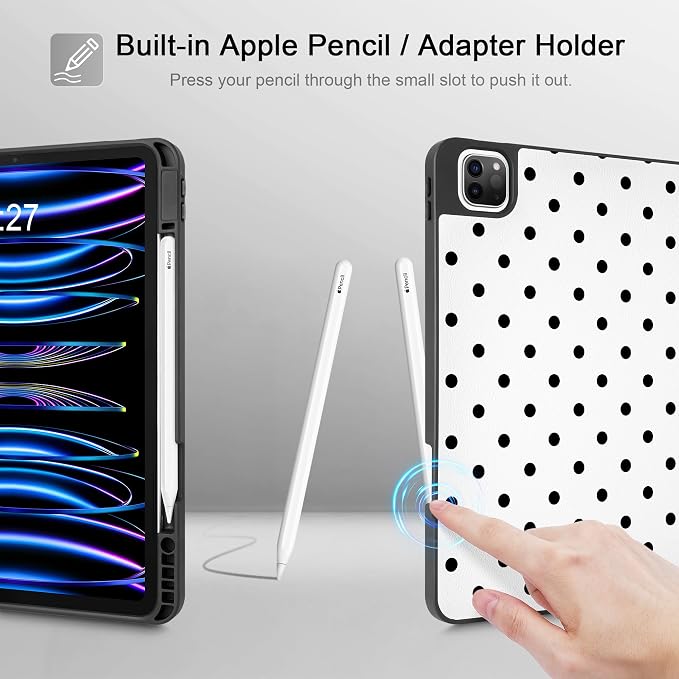 Tuiklol for iPad Pro 11 Inch 4th / 3rd / 2nd / 1st Gen Case 2022 2021 2020 | 2018 Build-in Pencil Holder with Stand TPU Back Cover &amp Trifold Stand &amp Auto Wake/Sleep Tablet Case Black Cat