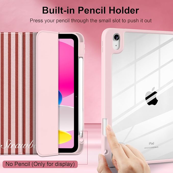 Case for iPad (A16) 11th Generation 11 inch 2025 /iPad 10th Gen 10.9 2022 - Aesthetic Cute Preppy Design Trifold Cover with Soft TPU Bumper Clear Back Auto Sleep/Wake Waves