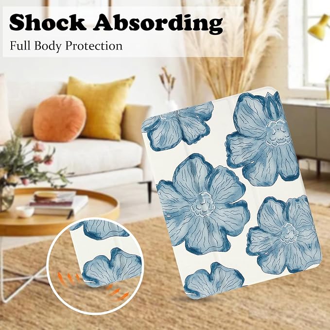 Lovmooful for iPad 9/8/7 Gen Case with Pencil Holder Cute-Bear Flower | Fit for iPad 9/8/7 (10.2-Inch2021/2020/2019 Model9th/8th/7th Generation)Soft TPUTrifold StandProtectiveGirly