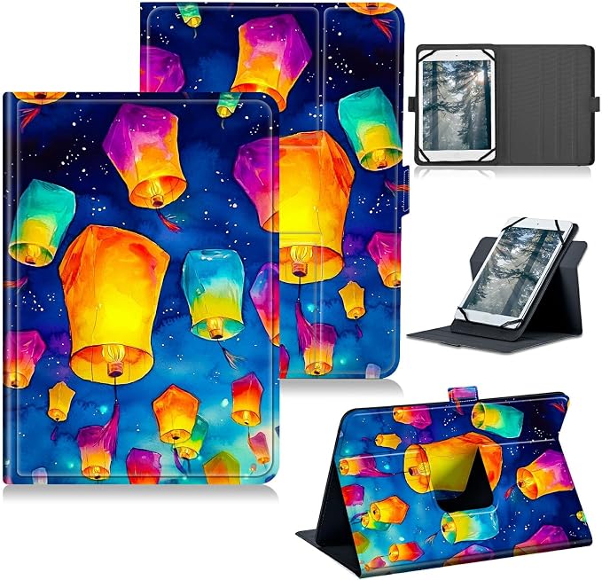 for Walmart Onn 10.1 2024 Onn 10.1 Gen 4 Universal Tablet Case 360 Degree Rotating Kickstand Protective Stand Case with Multiple Viewing PU Leather Shell Case Black Book Cat
