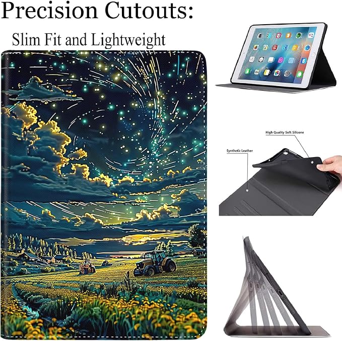 Case for New iPad (A16) 11th Generation 11 Inch 2025for iPad 10th Generation 2022 10.9 Inch Multi-Angle Stand Smart Cover Shockproof with Auto Wake/Sleep ，Starry Sky