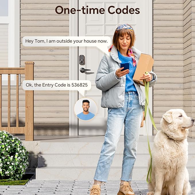 VCHOO Keyless Entry Door Lock Set Smart Locks for Front Door Keypad Door Lock with Handle Auto Lock One Time Password Anti Peeping Password IP54, Bronze