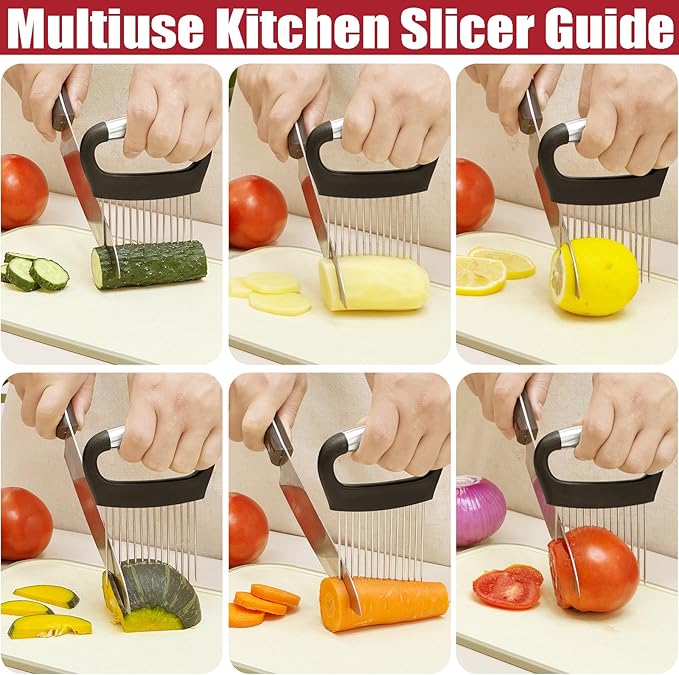 Furneet Extra-Large Onion Slicer – 304 Stainless Steel Vegetable Cutter