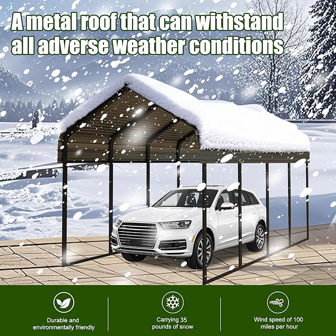 Durable 20x20 FT Metal Carport Heavy Duty for 2 Cars - Large Garage Shelter Solution, Safe Boat Cover Canopy for Outdoor, Galvanized Steel Roof & Frame Car Ports for Yard
