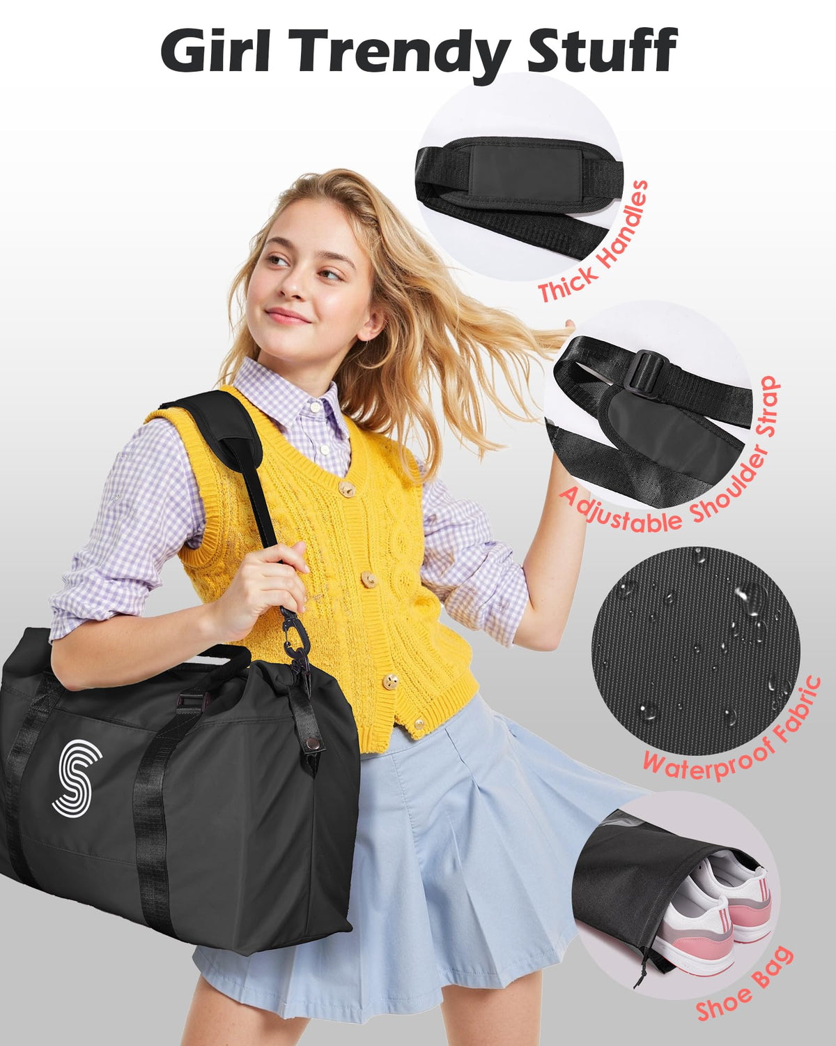 Vogewood Gifts for Daughter, Initial Travel Duffel Bags, Sports Bags