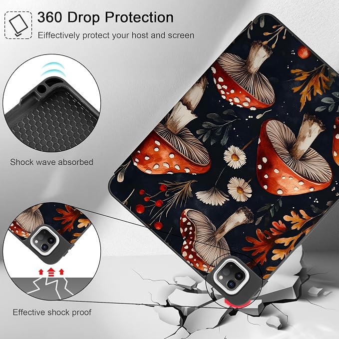 May Chen Case for iPad Pro 11 inch (4th 3rd 2nd &amp 1st Gen) 2022 2021 2020 2018 Trifold Stand + Pencil Holder + Auto Wake/Sleep + Soft TPU Protective Stand Back Cover Abstract Floral