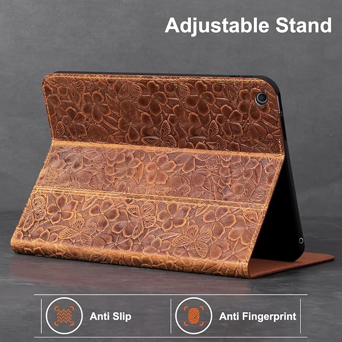 Leather Case for iPad 10.2 InchiPad 9th / 8th / 7th Generation Case (2021/2020/2019) Full Grain Leather CoverSmart Folio with Auto Sleep/Wake Anti Slip Crocodile Brown