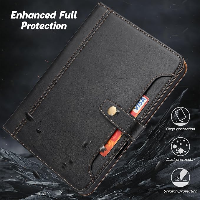 Flip Case for Apple iPad 10.2 9th 8th 7th Generation 2021/2020/2019 Pencil Holder Smart Cover Auto Sleep Wake Protective Documents Pocket Stand Snap Closure Case for iPad 10.2 Inch Black
