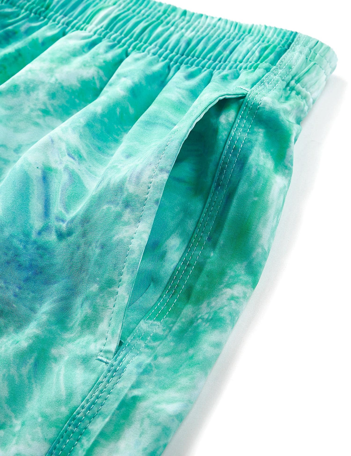 ELETOP Men's Swim Trunks Quick Dry Bathing Suit Swimming Board Shorts Mesh Lining Beach Swimwear Oil Painting Green S