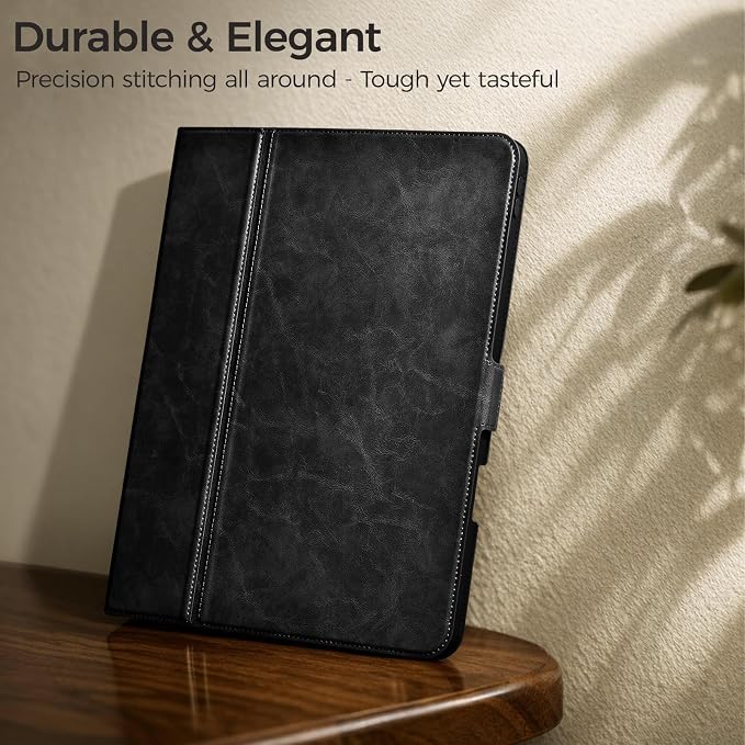 for iPad Air 13 Inch Case M4/M3/M2 (2026/2025/2024) Black | Slim LightweightPremium Vegan Leather CoverPencil HolderAuto Sleep/WakeMulti Viewing AngleTyping AngleMagnetic Clasp