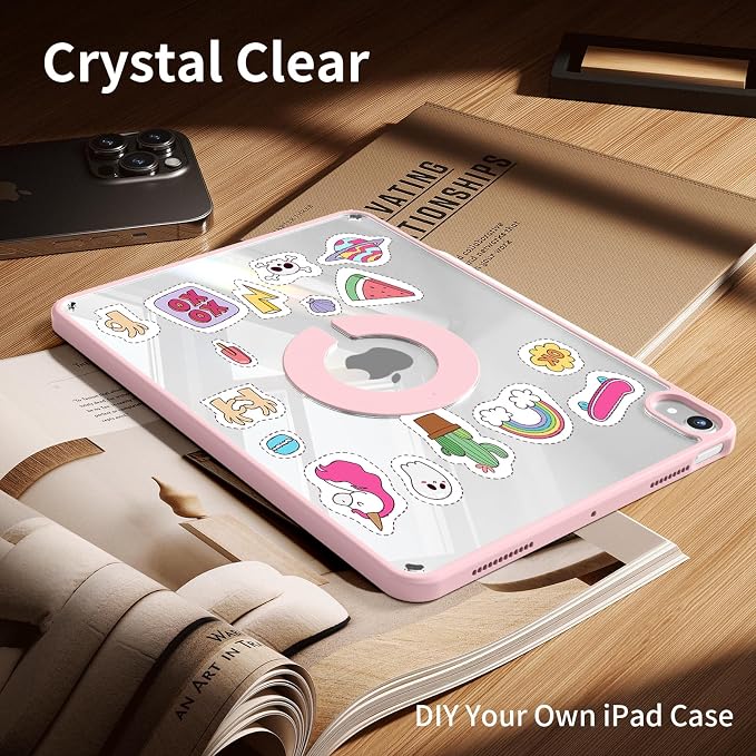 Case for iPad Air 11 M4/M3/M2 &amp iPad Air 5th/4th Gen 10.9-Black | For iPad Air 11 2026/2025/2024 &amp Air 10.9 2022/2020 Trifold &amp Y Stand Case with Pencil Holder Removable Magnetic Cov