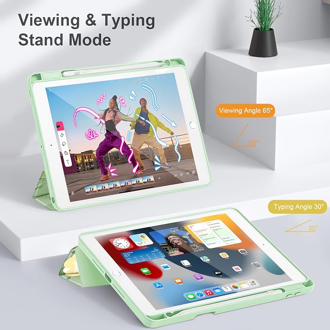 Tuiklol for iPad 10.2 inch 9th / 8th / 7th Gen 2021 2020 2019 Release Case | Built in Pencil Holder - TPU Protection Trifold Stand Stand Clear Back Tablet Cover With Auto Wake/Sleep Blue berries