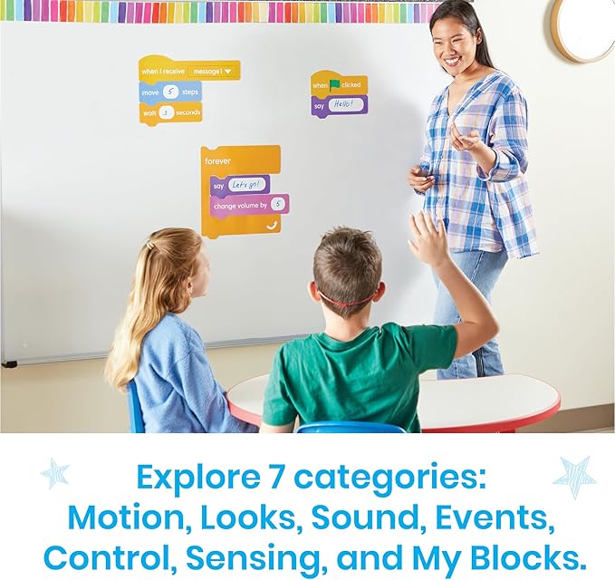 hand2mind Scratch Block-Based Coding Magnetic Demonstration Set, Learn to Code STEM Activities, Computer Science and Programming for Kids, Coding for Kids 8-12, STEM Classroom Science Teacher Supplies