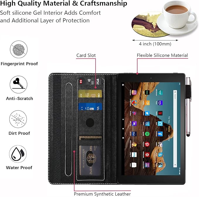 Case for Amazon Fire HD 10 Tablet 10.1 inch (9th/7th Generation 2019/2017 Release) - Slim Lightweight PU Leather Stand Cover with Auto Wake/Sleep Celestial Theme Sun with Crescent Moon