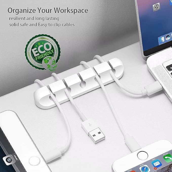 Oakridge™ Cable Organizer Clips with Strong 3M Adhesive – Silicone Desk & Car Wire Holders for USB, Charger Cables & Earphones – Multi-Slot (7-5-3-3-1)