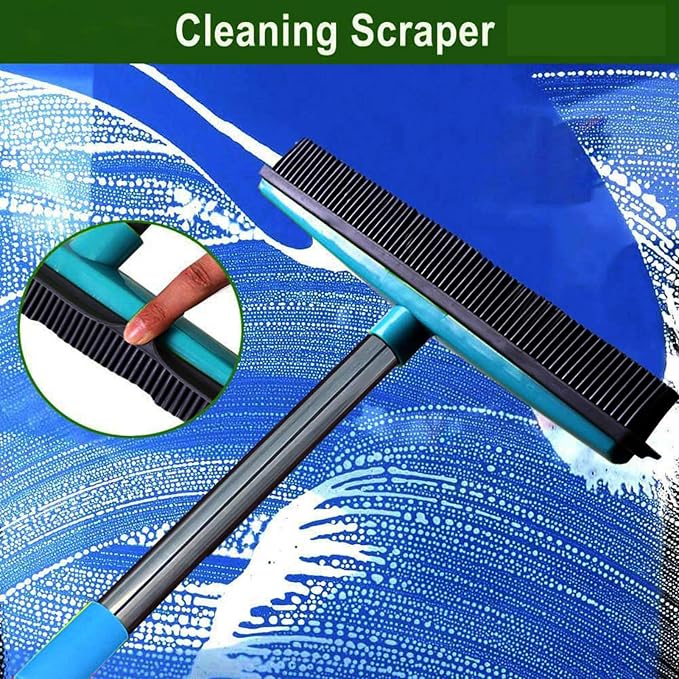 Multifunctional Broom, Telescopic Carpet Rake Rubber Pp 12.6in Brush Easy Wash