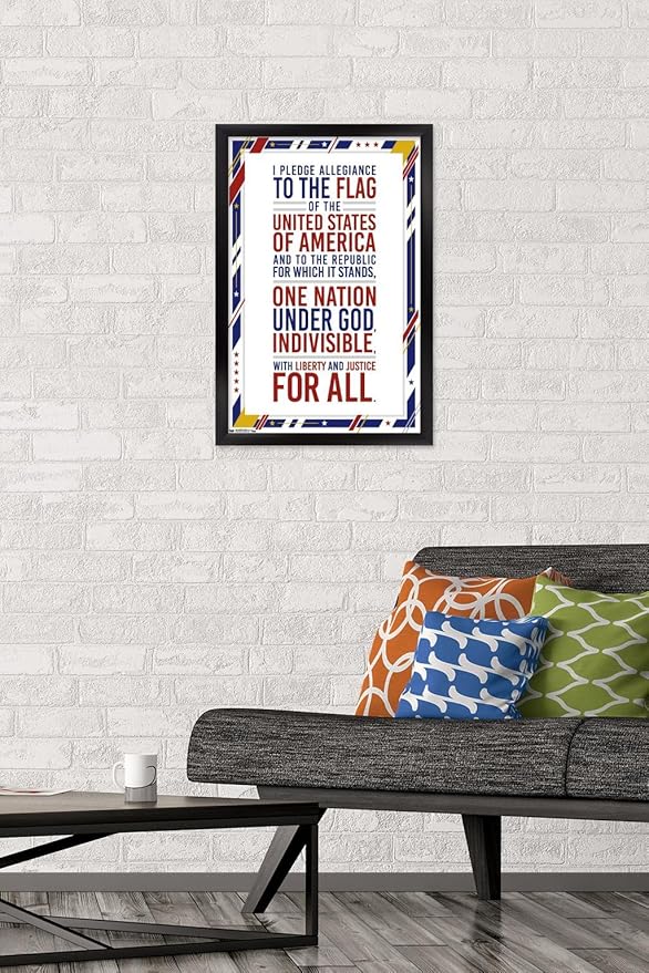 Trends International The United States Of America - Pledge Of Allegiance Wall Poster, 14.725" x 22.375", Black Framed Version