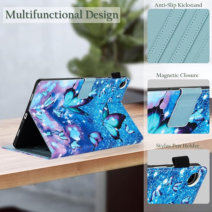 Fancity Case Fits Samsung Galaxy Tab A9/A11 Plus 11” 2025/2023 X210/X216 | Premium PU Leather Cover with Multi-Angles Pencil Holder Smart Wake Sleep for Galaxy Tab A9 A11 Plus X218 Beach