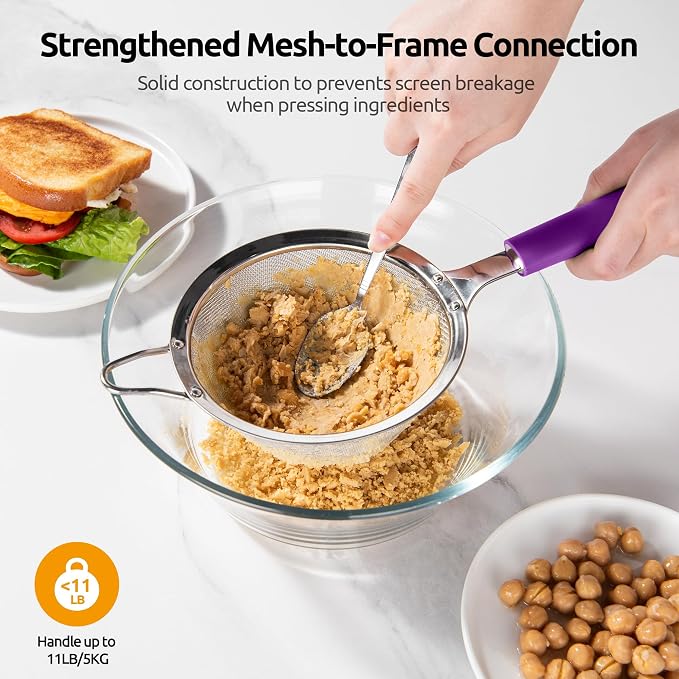 U-Taste Medium Fine Mesh Strainer: 18/8 Stainless Steel 4.73in 30 Mesh Kitchen