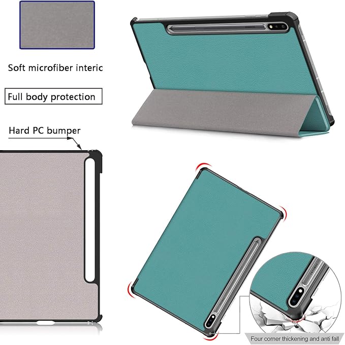 Case for Samsung Galaxy Tab S8 Plus 12.4 2022/S7 FE 2021/S7 Plus 2020 (SM-X800/X806/T730/T733/T736/T738/T970/T975/T976) Lightweight Tri-Fold Stand Thin Cover Auto Wake/Sleep Almond Blossom