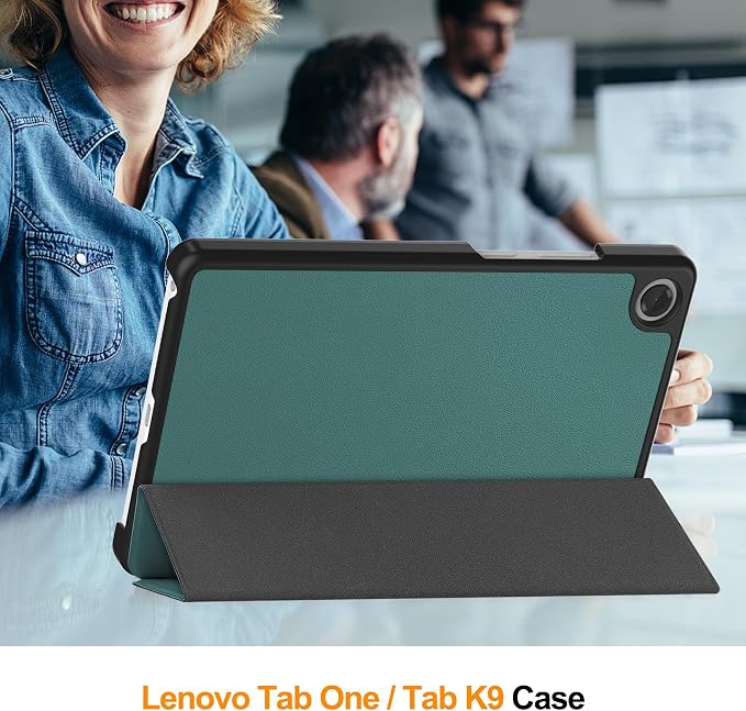 Smart Case for Lenovo Tab One / K9 8.7 Inch 2025 TB305XU/TB305FU Lightweight Trifold Stand Cover Auto Wake Sleep Blackish Green