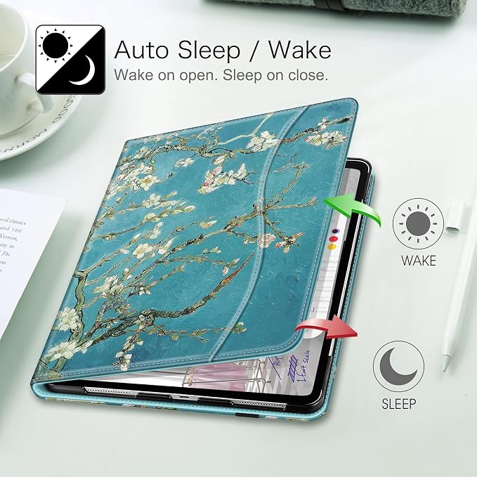 Fintie Multi-Angle Folio Case for iPad Pro 12.9 6th/5th/4th/3rd Generation | Multiple Viewing Angles Pencil Holder &amp Storage Pocket Drop Protection Pencil Charging Auto Sleep/Wake Blooming Hi