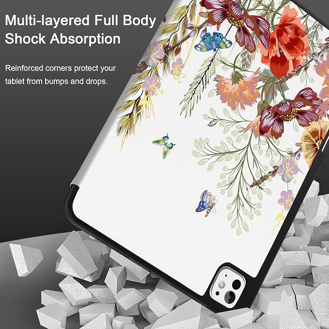 Case for iPad Pro 13 inch (M5 2025 / M4 2024) – [Built-in Pencil Holder] Ultra Slim PU Leather Trifold Stand Cover with Soft TPU Back Auto Wake/Sleep - Color Leopard