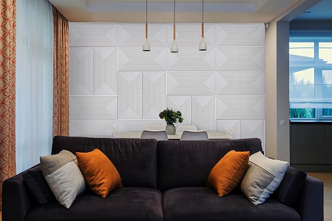 From Plain To Beautiful In Hours 9004 Depth Tier PVC 12 in x 12 in Peel and Stick Wall Panels (Covers / 10 sq.ft), White Matte, 10 Piece