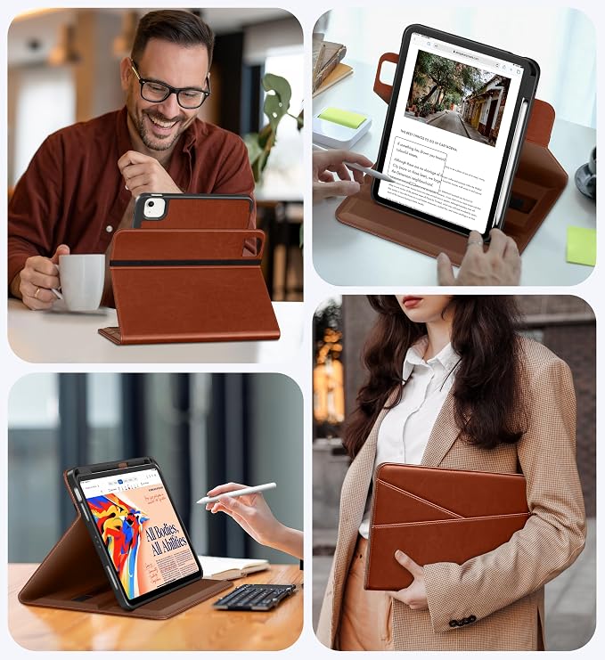 DTTO for iPad Air 11 inch Case M4/M3/M2 (2026/2025/2024) Black | 360 Degree Rotating Premium Faux Leather Folio Stand Cover with Pencil Holder Auto Sleep/Wake Multiple Angles Hand Strap