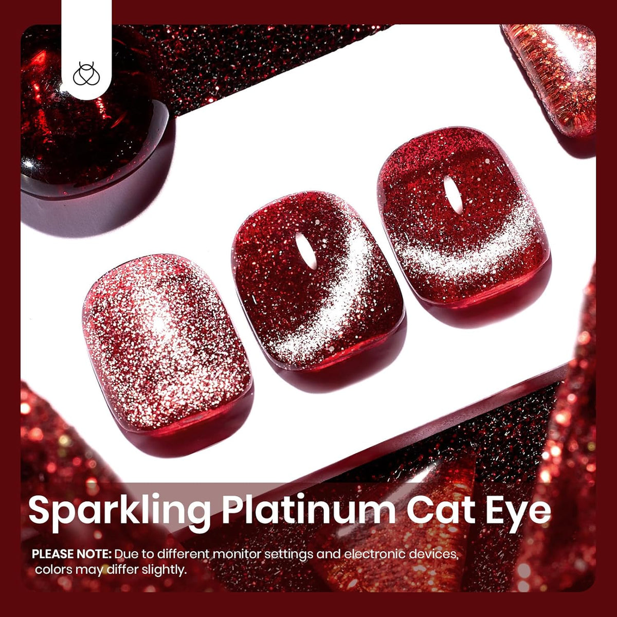 Beetles Red Cat Eye Gel Nail Polish, 15ml Glitter Nail Polish with Magnet Gel Soak Off UV LED Nail Lamp Reflective Nail Art DIY Home Manicure Design Gift for Women