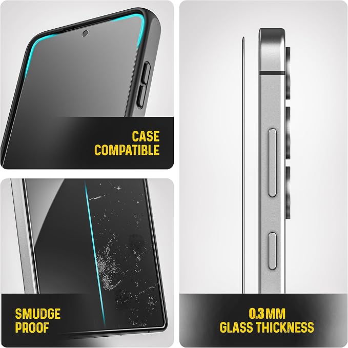 magglass Designed for Samsung Galaxy S25 Tempered Glass Screen Protector [Fingerprint Compatible] with Camera Lens Guard (Applicator Included)
