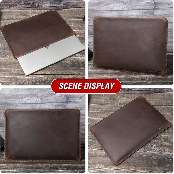 Top Grain Leather 12.9 Tablet Sleeve Slim Protector Vintage Design Fully Handmade Compatible with 12.9 iPad Pro 3/4/5/6 Gen Fits A2233 A2069 A2378 A2379 A2461 A2462 Coffee 12.9 Inch