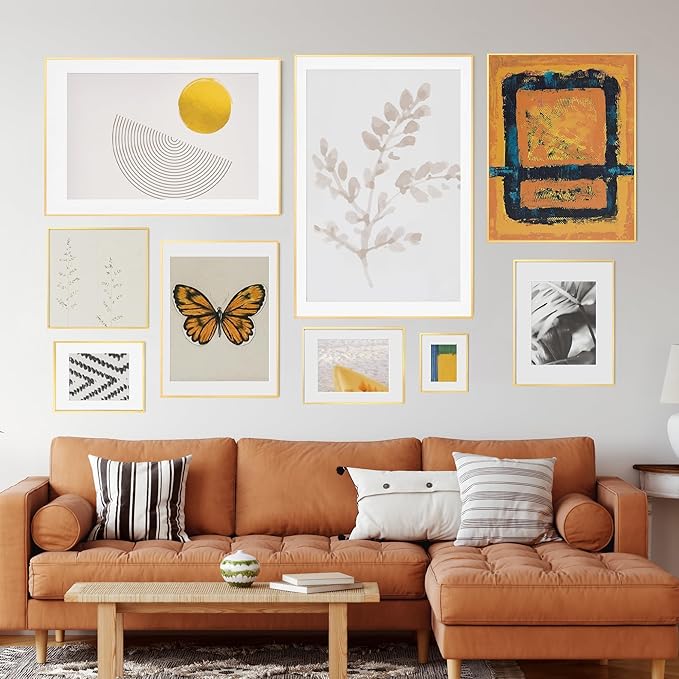 5x7 Gold Picture Frame | Metal 5x7 Frame With Mat For 4x6 | 5 x 7 Aluminum Photo Frame | Plexiglass And Hanging Hardware Included | 5 By 7 Picture Frame | 3Pcs, Gold