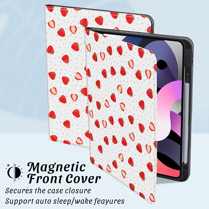 Cute Maple Bear Case for 10.2 iPad 2019/2020/2021(7th/8th/9th Gen) with Pencil Holder Auto Wake/Sleep Leather Soft TPU Back Cover for Women Girls