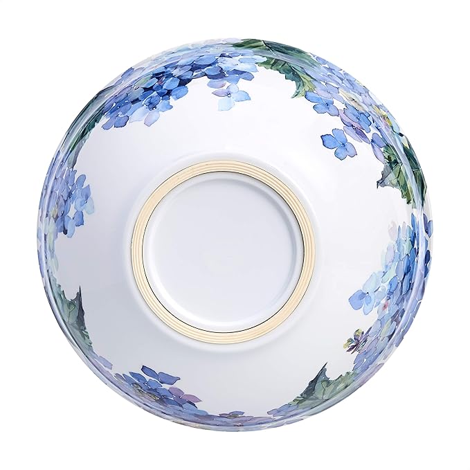 Amazon Basics Nesting Melamine Mixing Bowl With Lid And Non-Slip Base, 5 Sizes, Set Of 10, Hydrangea Floral, 3 15/16",7 9/16",8 7/8",10",11 1/4"