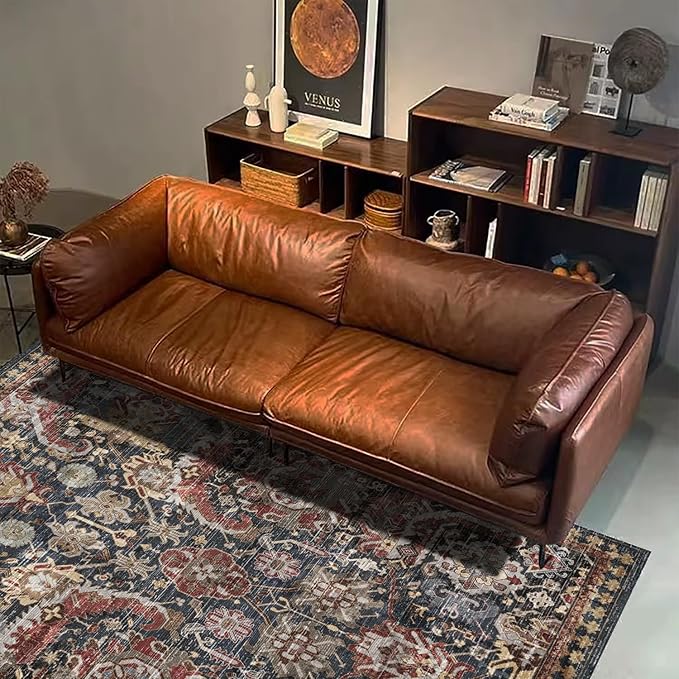 RUGSURE Washable Area Rugs - Perfect for Living Room, Bedroom, Kids Room, Nursery - Stain & Water Resistant Non-Slip, Pet & Child Friendly, Vintage Tribal Area Rugs (Rust, 5' x 7')