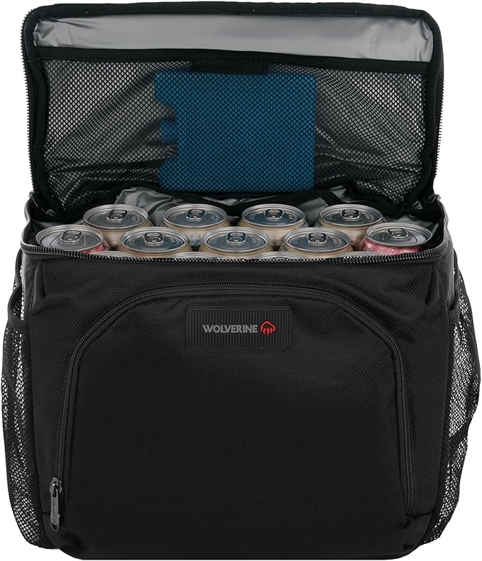 Wolverine 36 Can Cooler Backpack with Durable Nailhead Nylon, Dual Compartment Cooler & Dry Storage, Padded Mesh Back Panel, & Exterior Water Bottle Pockets