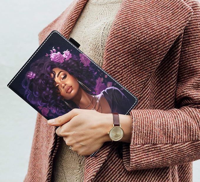 Case for Amazon Fire HD 10 Tablet (9th/7th Generation 2019/2017 Release) Slim PU Leather Cover with Card Slot &amp Auto Wake/Sleep for Fire 10.1 Tablet African American Girl