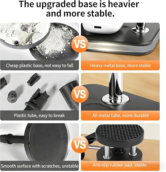 8-in-1 Desktop Charging Station with Bluetooth Speaker RGB Ambient Light Digital Clock Phone Stand Wireless Charger for Phone Watch and Earbuds Black/White (Black)