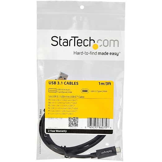 StarTech 3.3ft (1m) USB-C Cable 10Gbps 60W (3A) PD 8K 60Hz / 4K 144Hz USB-IF Certified Thunderbolt Compatible | USB-C to USB-C Thunderbolt 3 Compatible Reversible Connectors Sync and Back Up