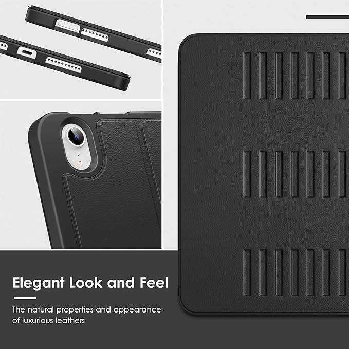 VIKESI Case for iPad mini 7 (A17 Pro) and iPad mini 6Multiple Angles Magnetic Stand CoverShockproof Soft BackPencil Holderand Auto Sleep/WakeBlack