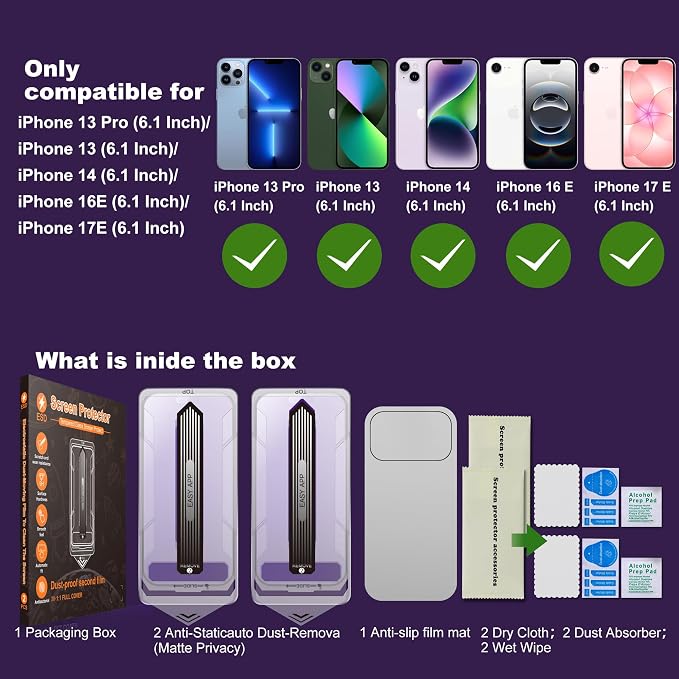 [2-Pack Matte Tempered Glass Screen Protector for iPhone 15 Pro Max Anti-Fingerprint &amp Oil Resistant Smooth as Silk 9H Hardness Bubble-Free Case Friendly 6.7-Inch
