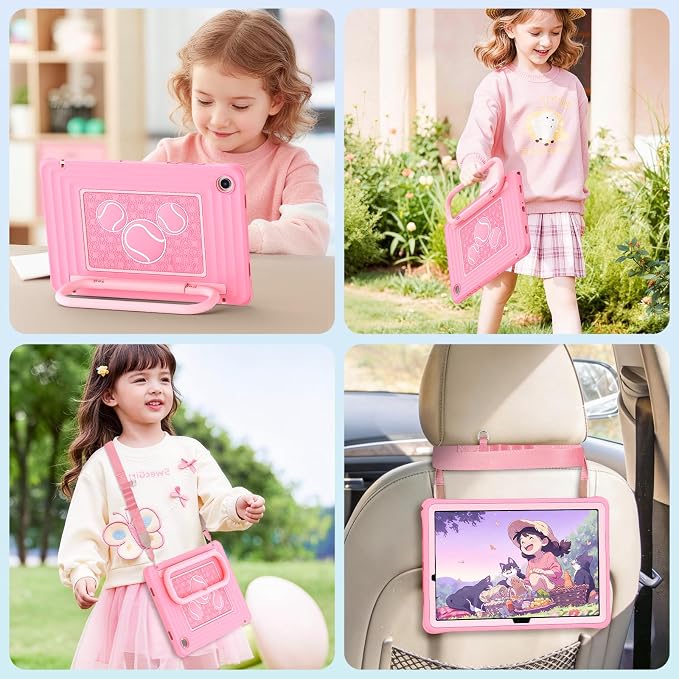 SEYMAC Case for Samsung Galaxy Tab A11+/A9+ Plus 11 for Kids Black | Heavy Duty Shockproof Built-in Screen Protector Rotating Stand Handle and Shoulder Strap