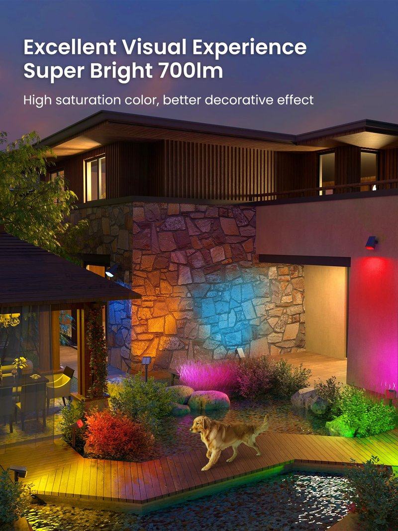 AUDERWIN Solar Spot Lights Outdoor, 9 Lighting Modes RGB, Solar Lights Outdoor Waterproof IP65, 63 LED Landscape Spotlights for Holiday Decorations-10 Pack