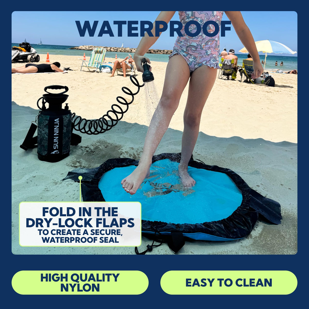 SUN NINJA Wetsuit Changing Mat - Waterproof Beach Changing Mat and Dry Bag Combo, Keeps your Car Clean & Dry and Surf Gear Protected, Beach & Surfing Accessories and Gifts